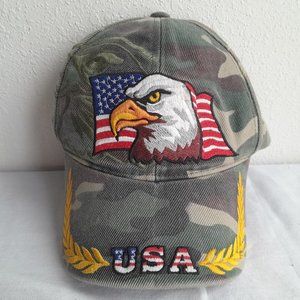 USA Embroidered Eagle Flag Camo Santo Cap Baseball Adjustable Patriotic Hat